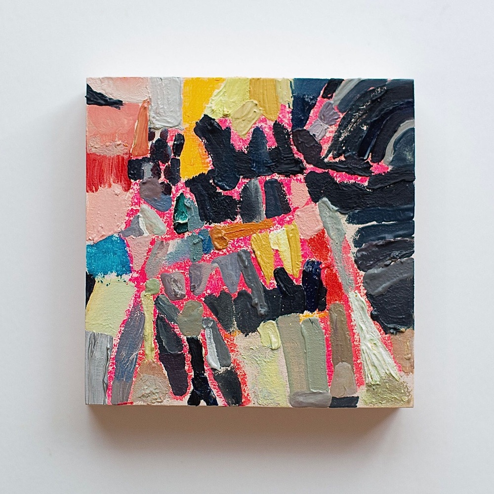 Original oil painting in the abstract expressionist style.